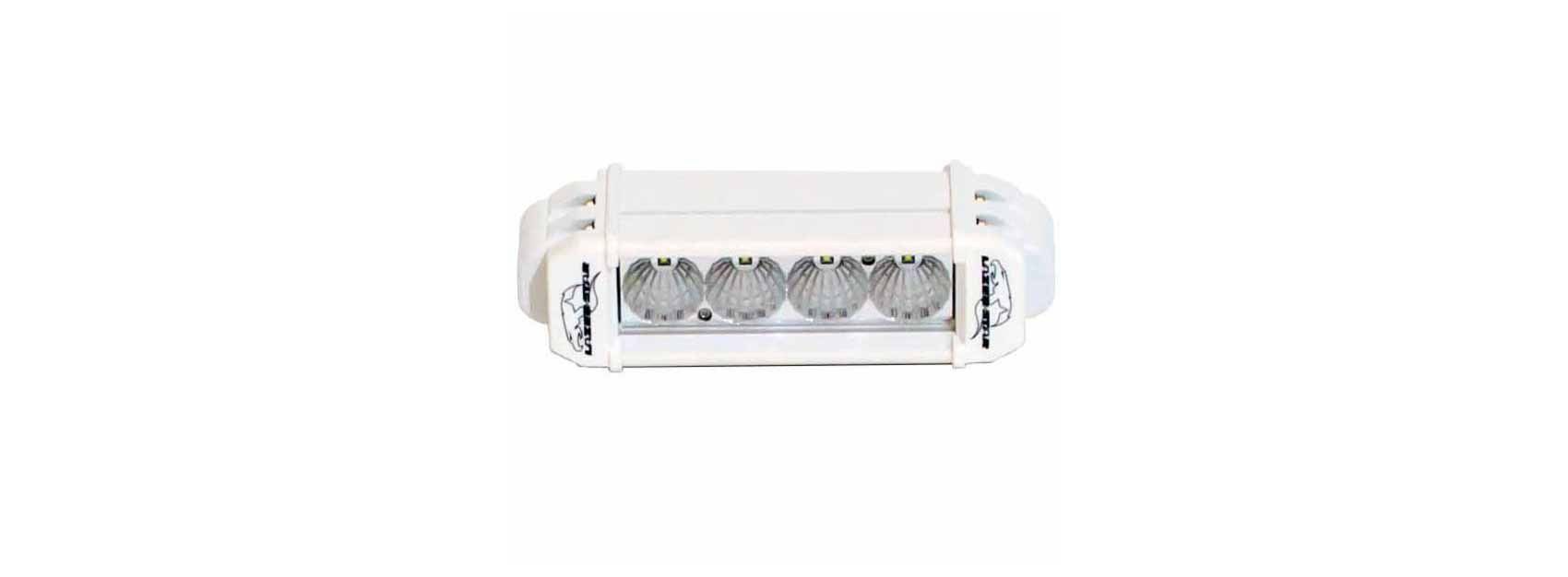 Lazer Star Lights 6-inch 3W Atlantis Single-Row 4-LED Flood Light Bar, White Marine Finish